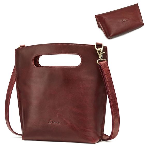 Vintage Genuine Leather Crossbody Bag Distressed Foldable Clutch Top :< - Picture 1 of 8